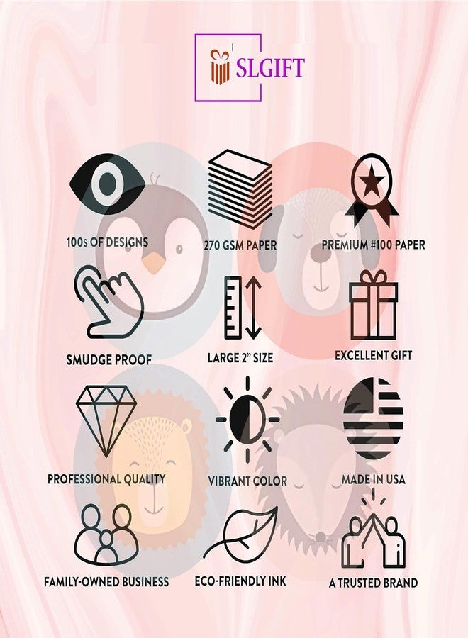 SLGIFT ملصقات فينيل لطيفة بتصميم حيوانات من SLGIFT، ملصقات فينيل ذاتية اللصق، 40 قطعة، ملصقات دائرية 2 × 2 بوصة، 4 تصاميم فريدة، R135 - Image 5